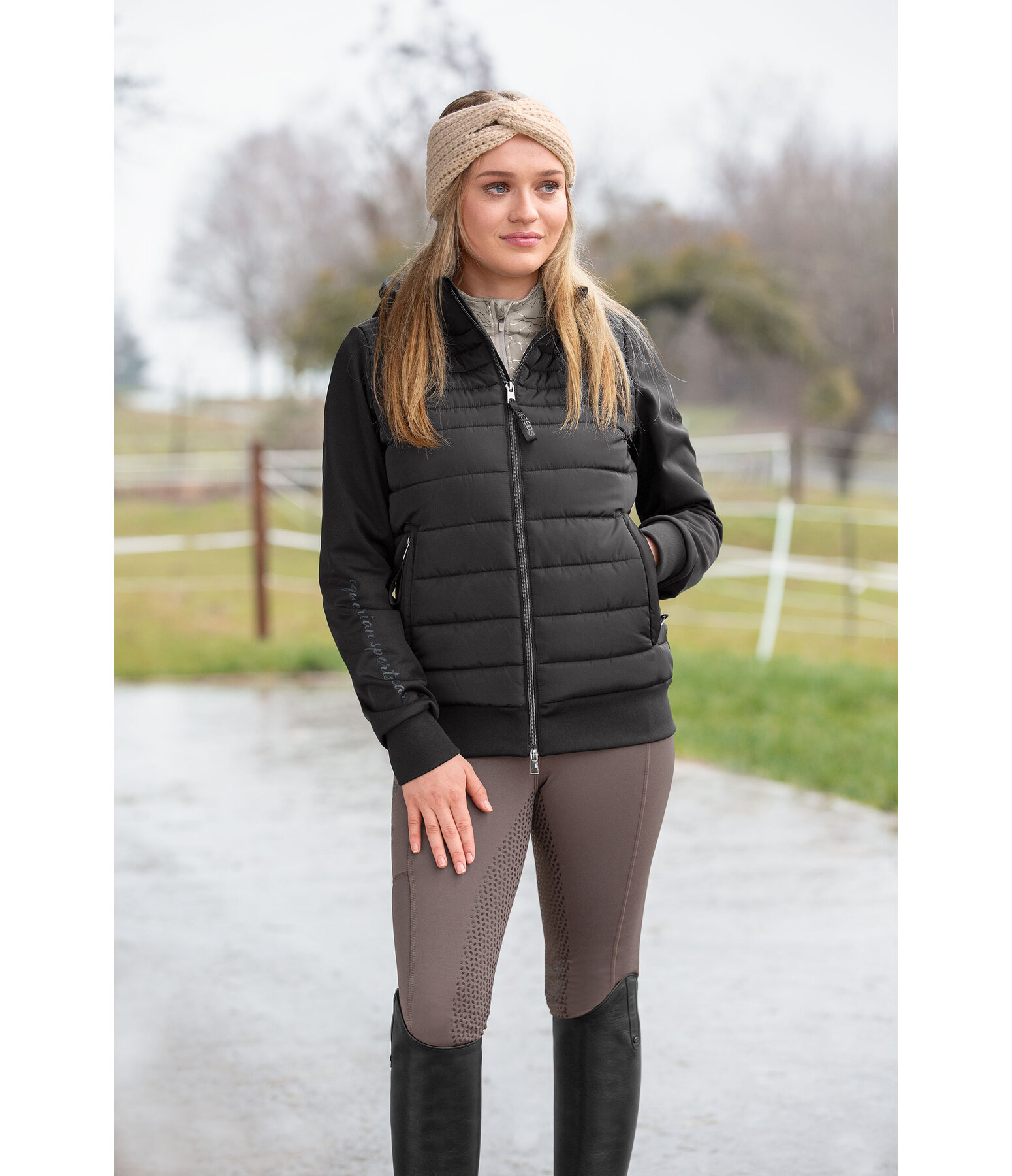 Veste d'quitation bi-matire en softshell  Yola