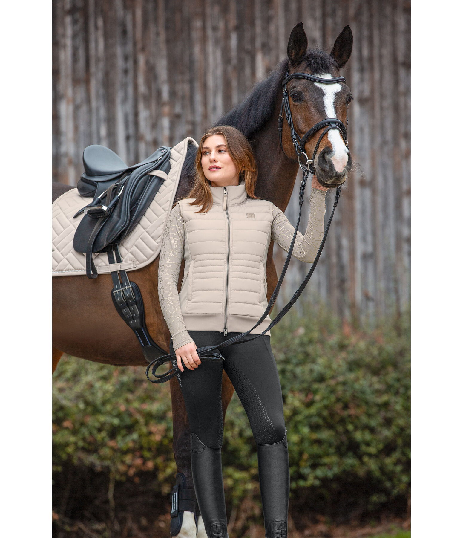 Gilet d'quitation bi-matire en softshell  Rika